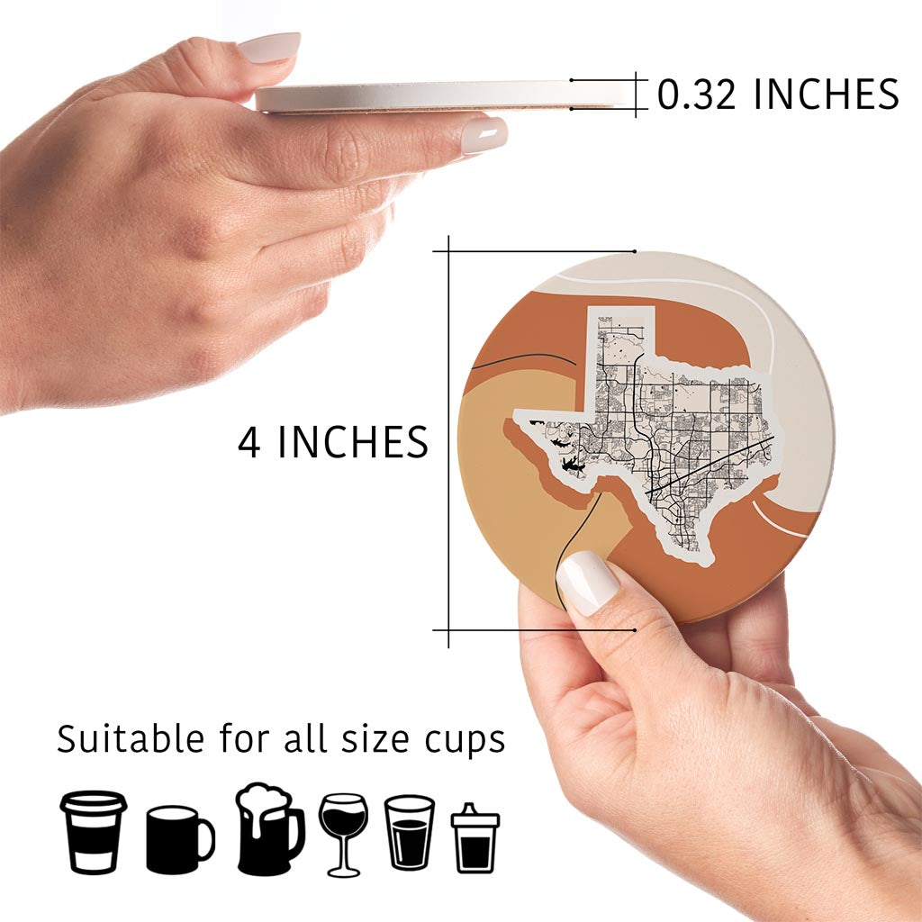 Vintage Groove Fluid Orange Map Texas Frisco