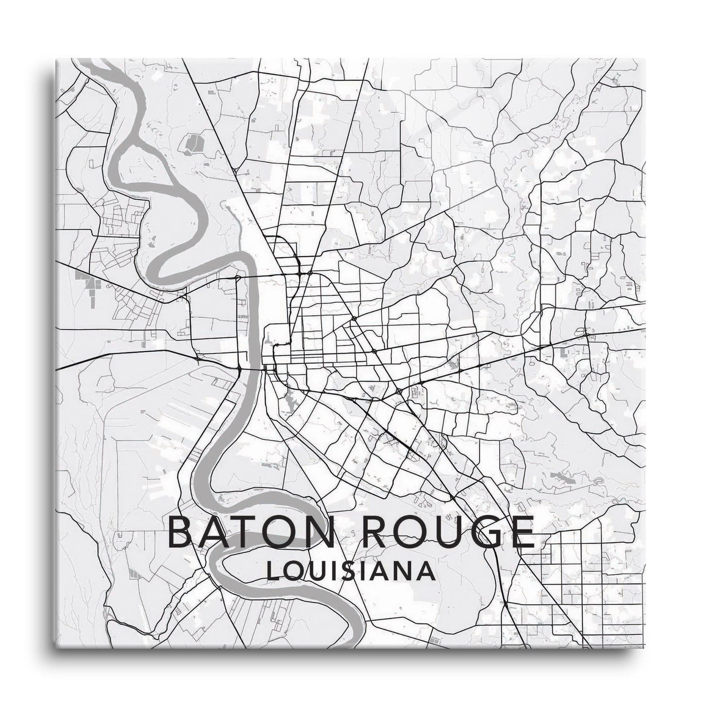 Minimalistic Baton Rouge White Map | Hi-Def Glass Art | Eaches | Min 1