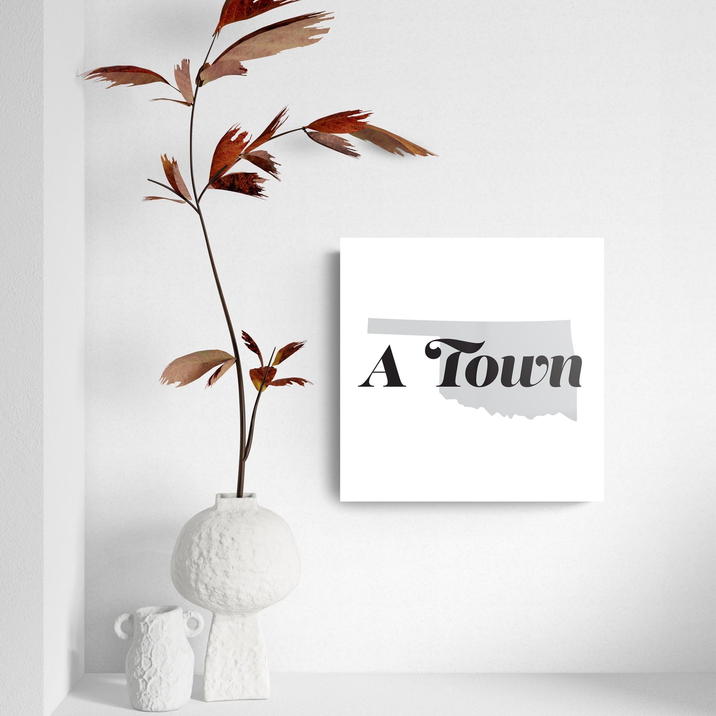 Minimalistic B&W Ardmore Ok A Town White | Hi-Def Glass Art | Eaches | Min 2