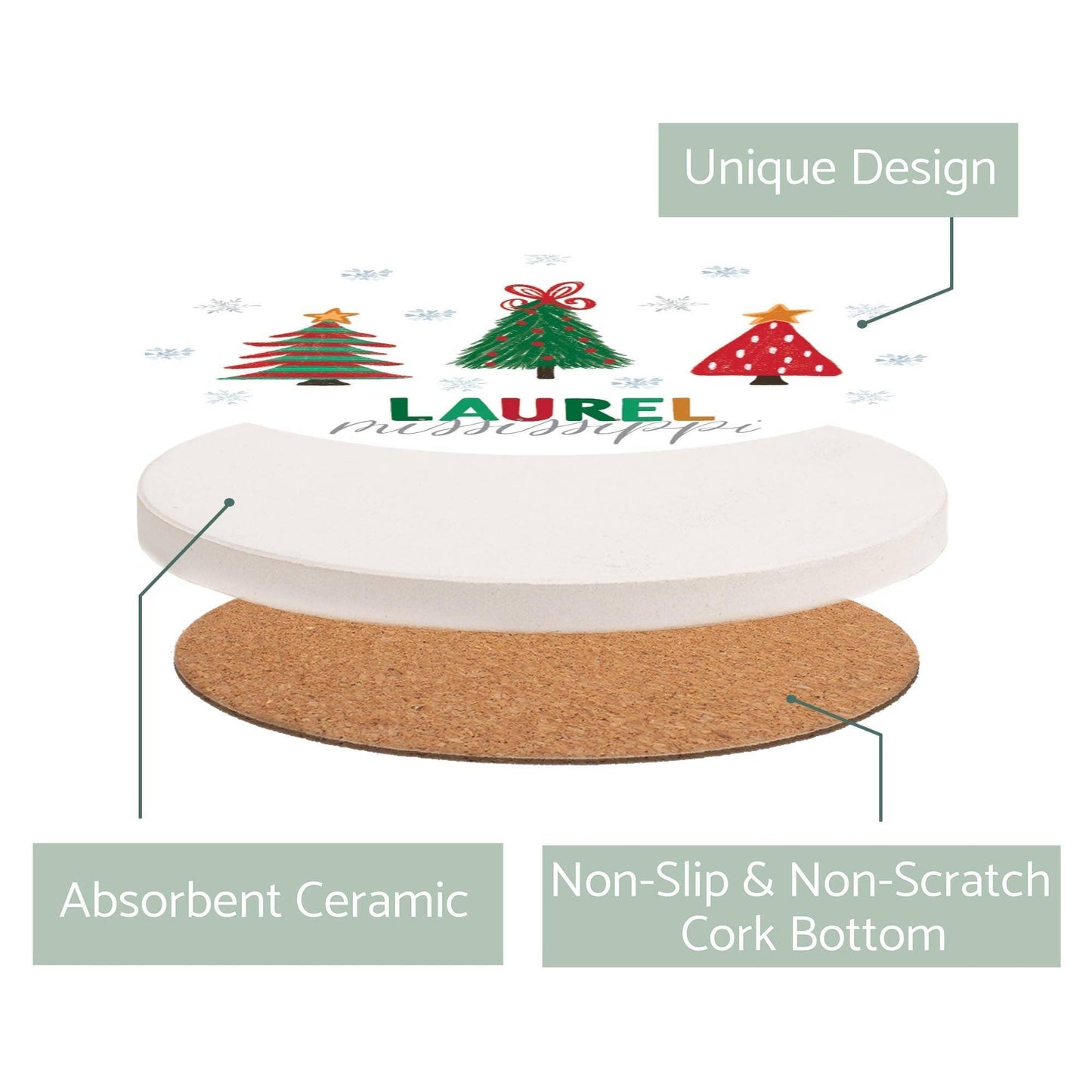 Round Coaster, Christmas Decor, Custom Gifts, Festive