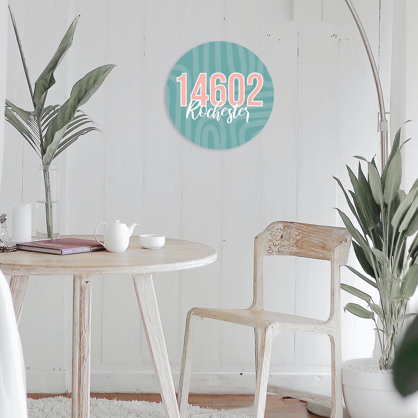 Boho Color City Zip On Blue New York Rochester | Wood Sign | Eaches | Min 1