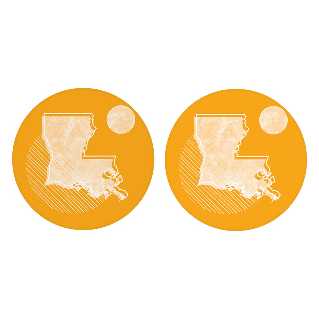 Bright Modern Geometric On Orange Louisiana | Absorbent Car Coasters | Set of 2 | Min 4