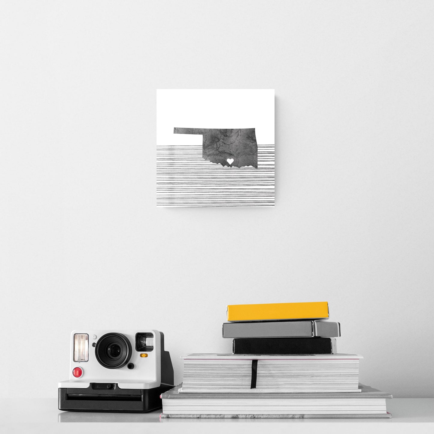 Minimalistic B&W Ardmore Ok Heart Straight State | Hi-Def Glass Art | Eaches | Min 2