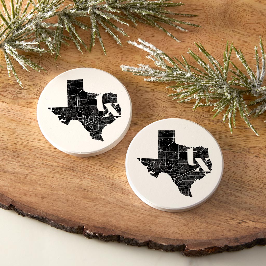 Black and White Abbreviated State Map White Texas