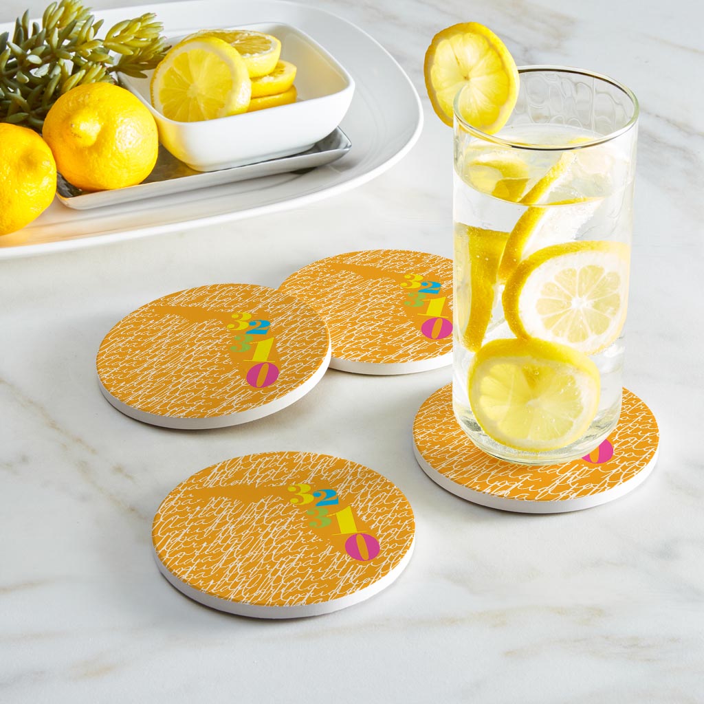Bright Modern State Script Orange Florida Tallahassee | Absorbent Coasters | Set of 4 | Min 2