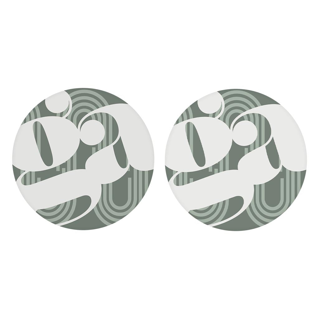 Vintage Groove Green Wave Lines Georgia Ga | Absorbent Car Coasters | Set of 2 | Min 4