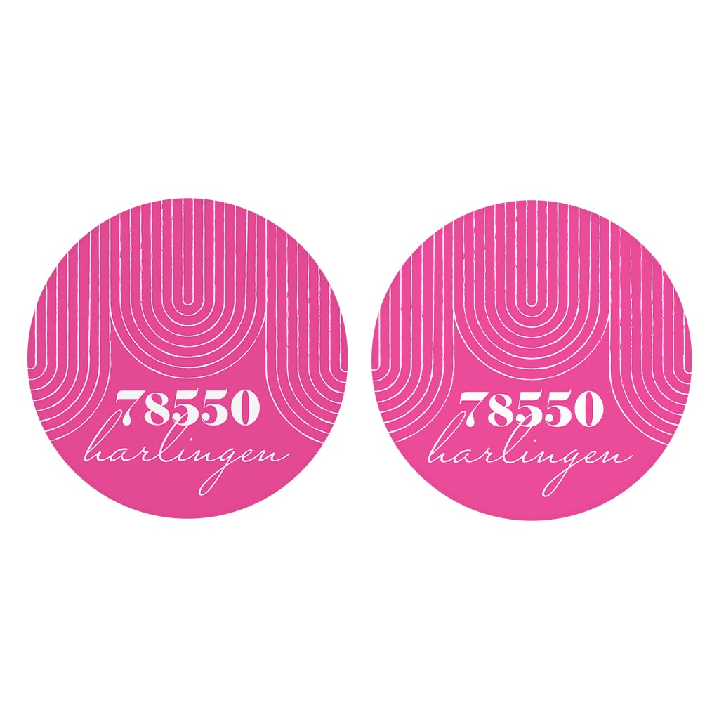 Bright Modern City Zip On Pink Texas Harlingen | Absorbent Car Coasters | Set of 2 | Min 4