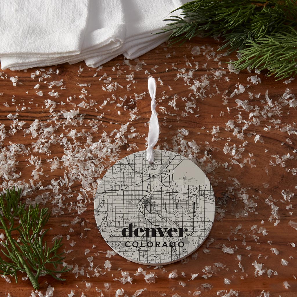 Black And White White Map Colorado Denver | Wood Ornament | Eaches | Min 6