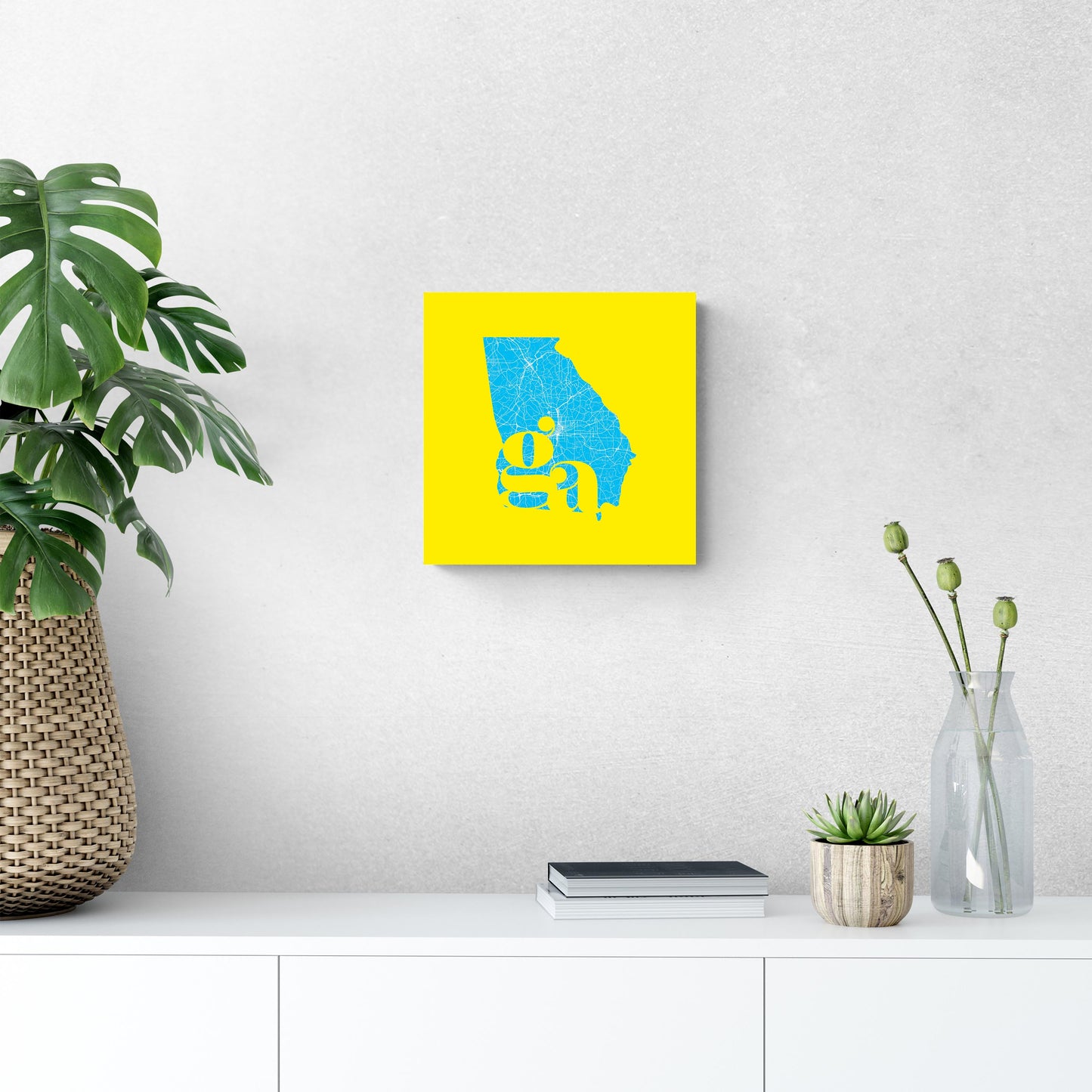 Bright Modern Abbreviated State Yellow Georgia | Wood Sign | Eaches | Min 2