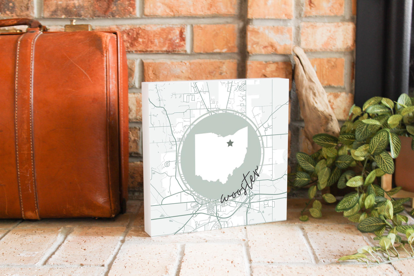 Vintage Groove State Star Map Ohio Wooster | Wood Block | Eaches | Min 2