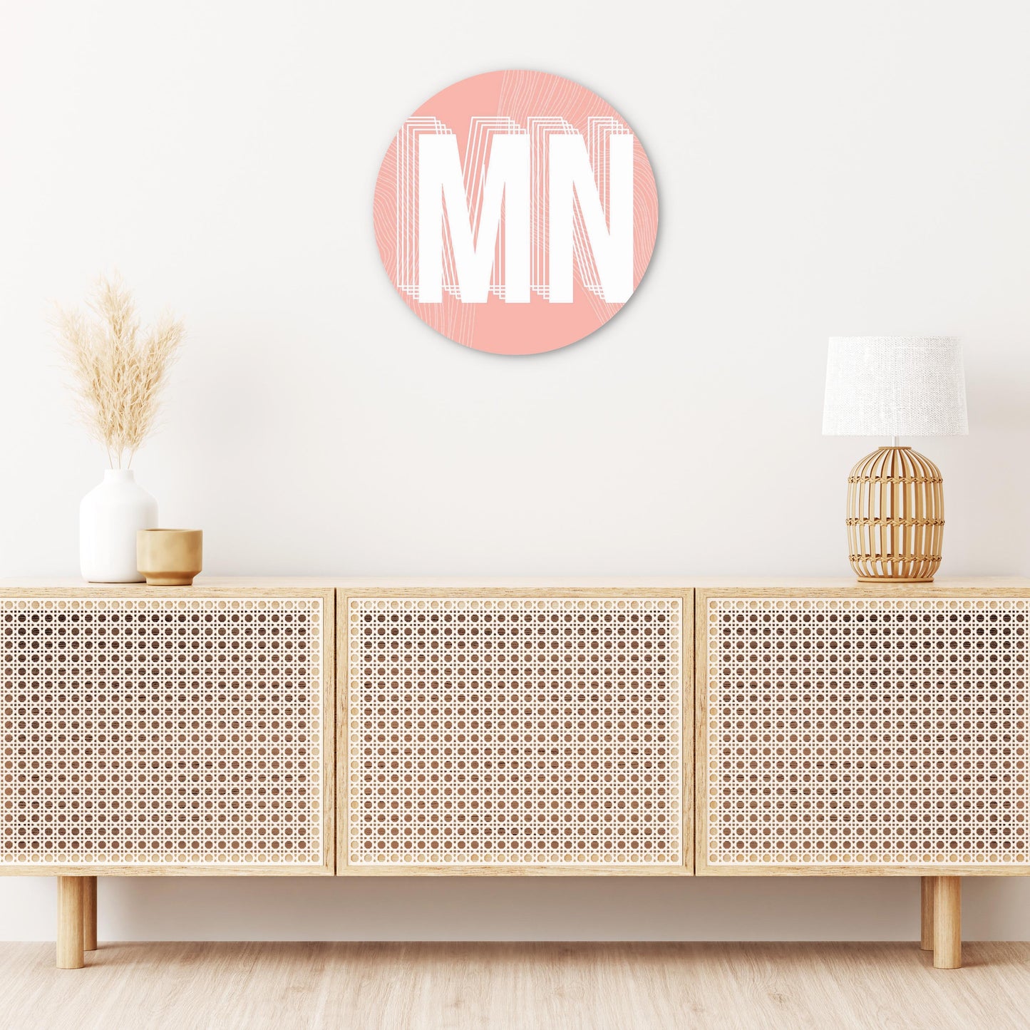 Boho Color Abbreviated On Pink Minnesota | Wood Sign | Eaches | Min 1