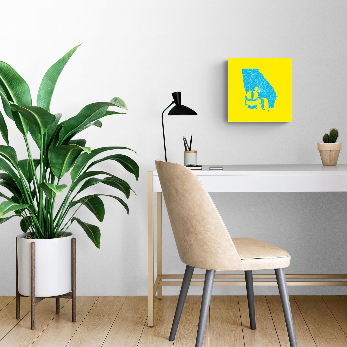 Bright Modern Abbreviated State Yellow Georgia | Wood Sign | Eaches | Min 2