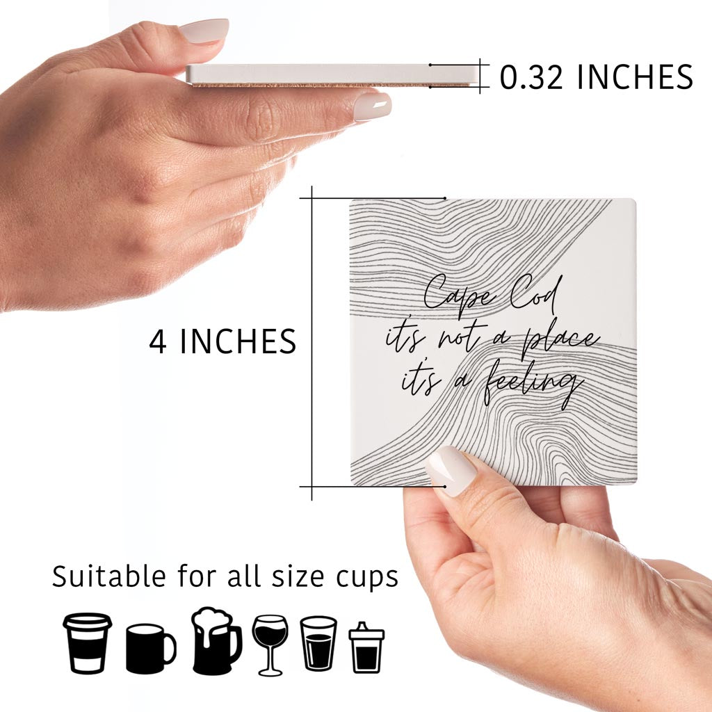Minimalistic B&W Cape Cod A Feeling | Absorbent Coasters | Set of 4 | Min 2