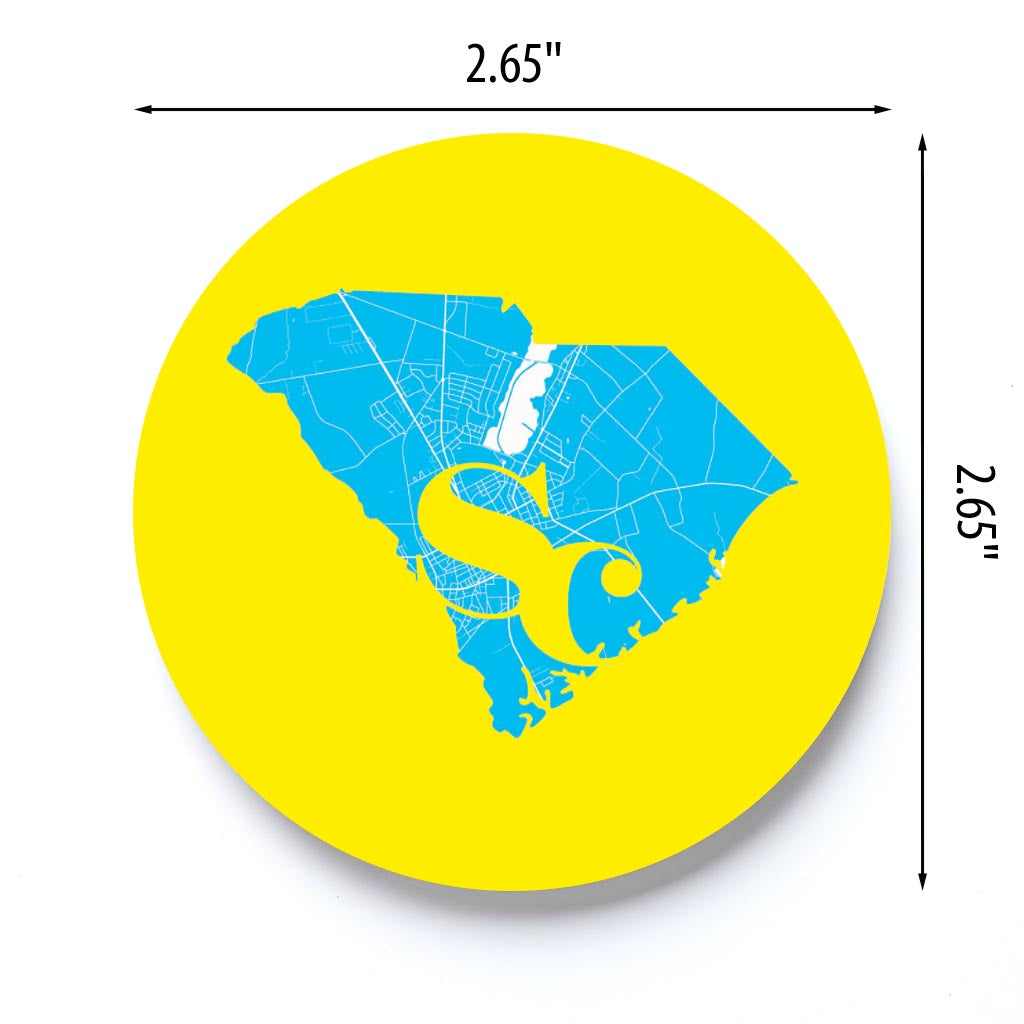 Bright Modern Abbreviated State Yellow South Carolina | 2.65x2.65