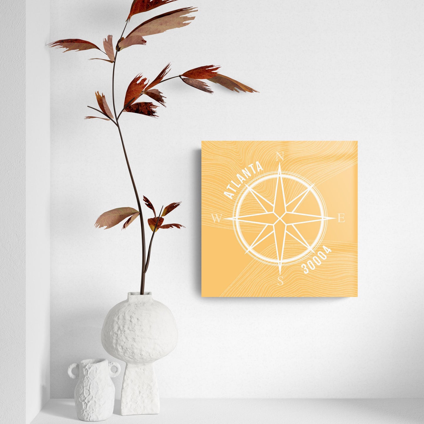 Boho Color Compass Zip On Yellow Georgia Atlanta | Hi-Def Glass Art | Eaches | Min 2