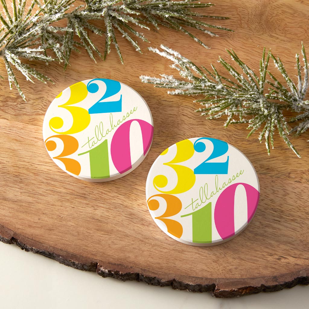Bright Modern Color Block City Zip Florida Tallahassee | Absorbent Car Coasters | Set of 2 | Min 4