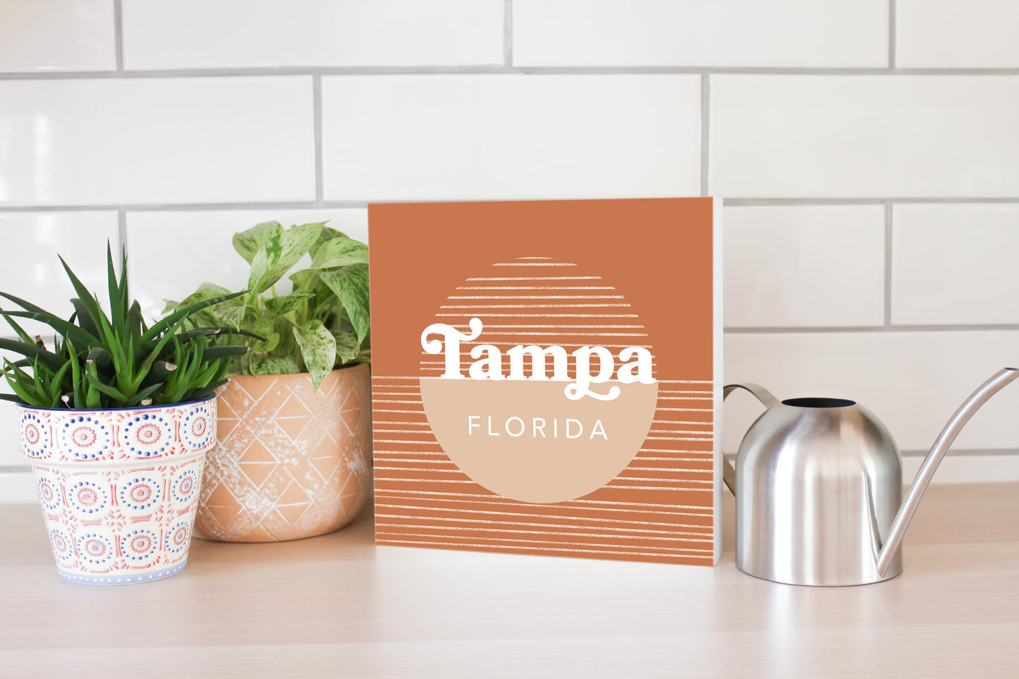 Vintage Groove Half Circle Lines Florida Tampa | Wood Block | Eaches | Min 2