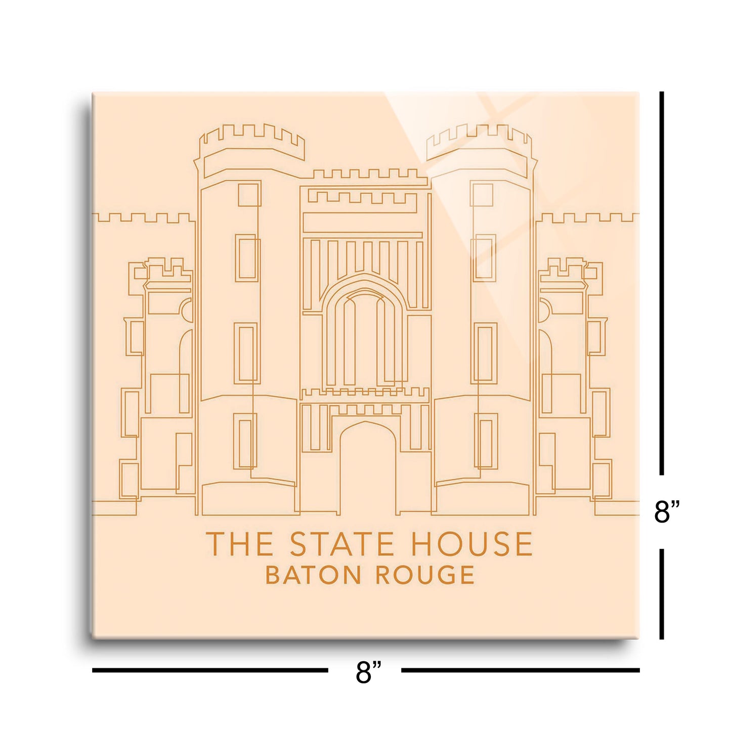 Minimalistic Baton Rouge State House Colorful | Hi-Def Glass Art | Eaches | Min 2