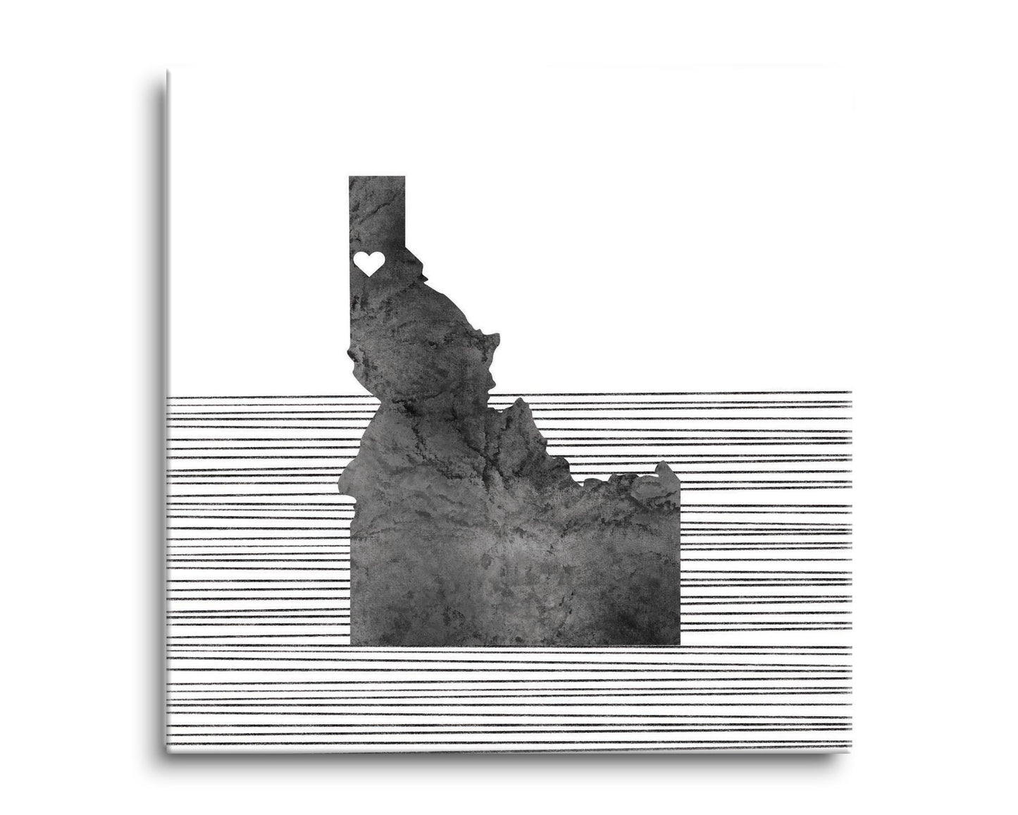 Minimalist B&W Idaho Coeur Dalene Heart Straight Lines | Hi-Def Glass Art | Eaches | Min 2
