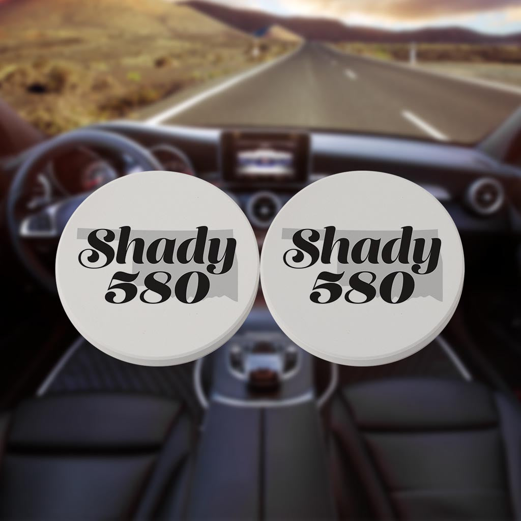 Minimalistic B&W Ardmore Ok Shady 580 White | Absorbent Car Coasters | Set of 2 | Min 4