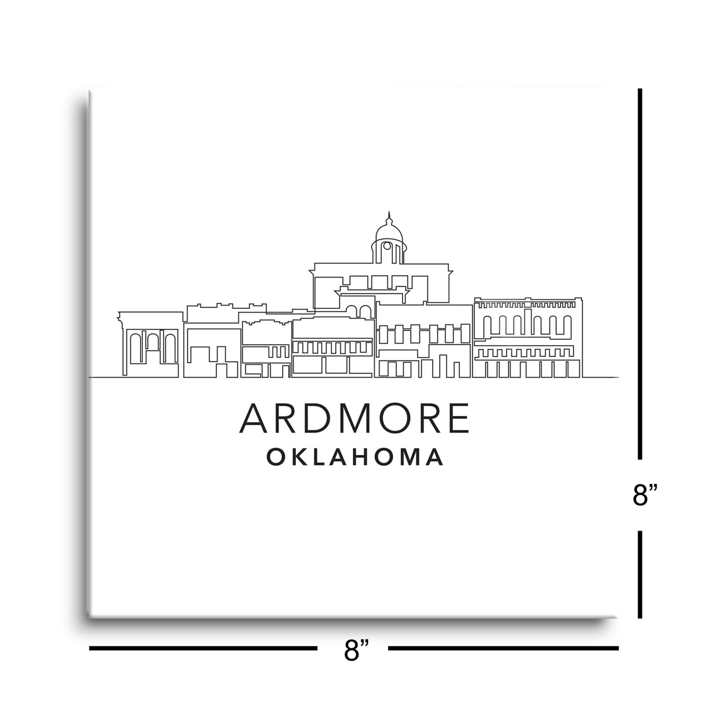 Minimalistic B&W Ardmore Ok Skyline | Hi-Def Glass Art | Eaches | Min 2