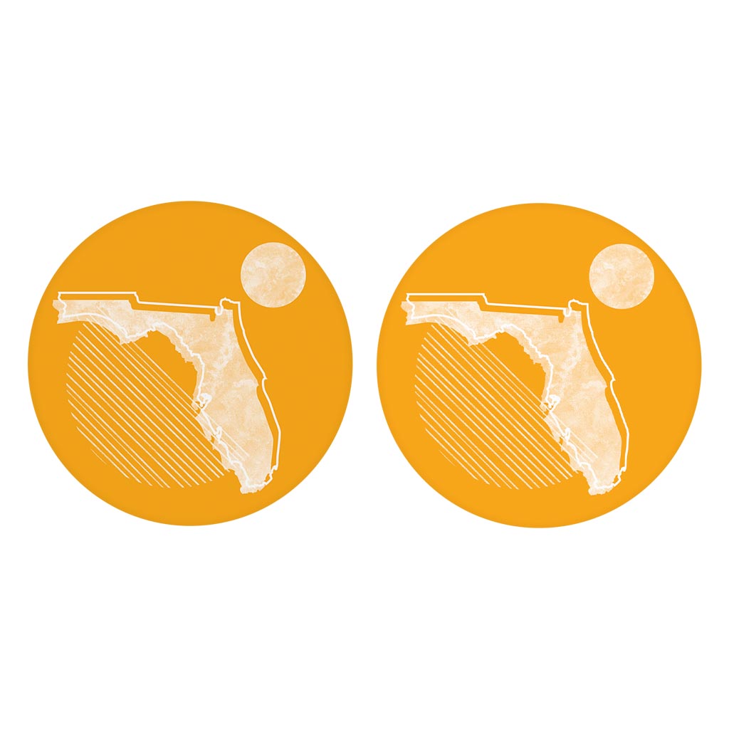 Bright Modern Geometric On Orange Florida | Absorbent Car Coasters | Set of 2 | Min 4