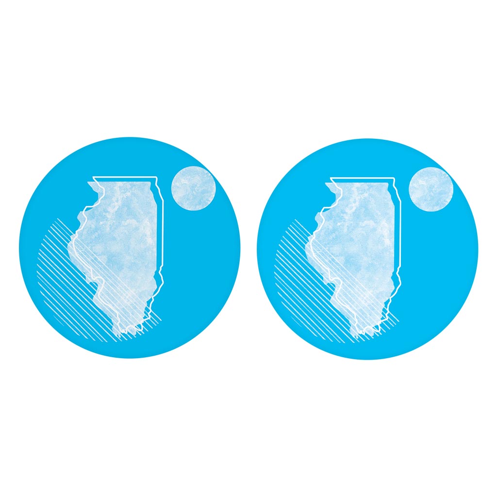 Bright Modern Geometric On Blue Illinois | Absorbent Car Coasters | Set of 2 | Min 4