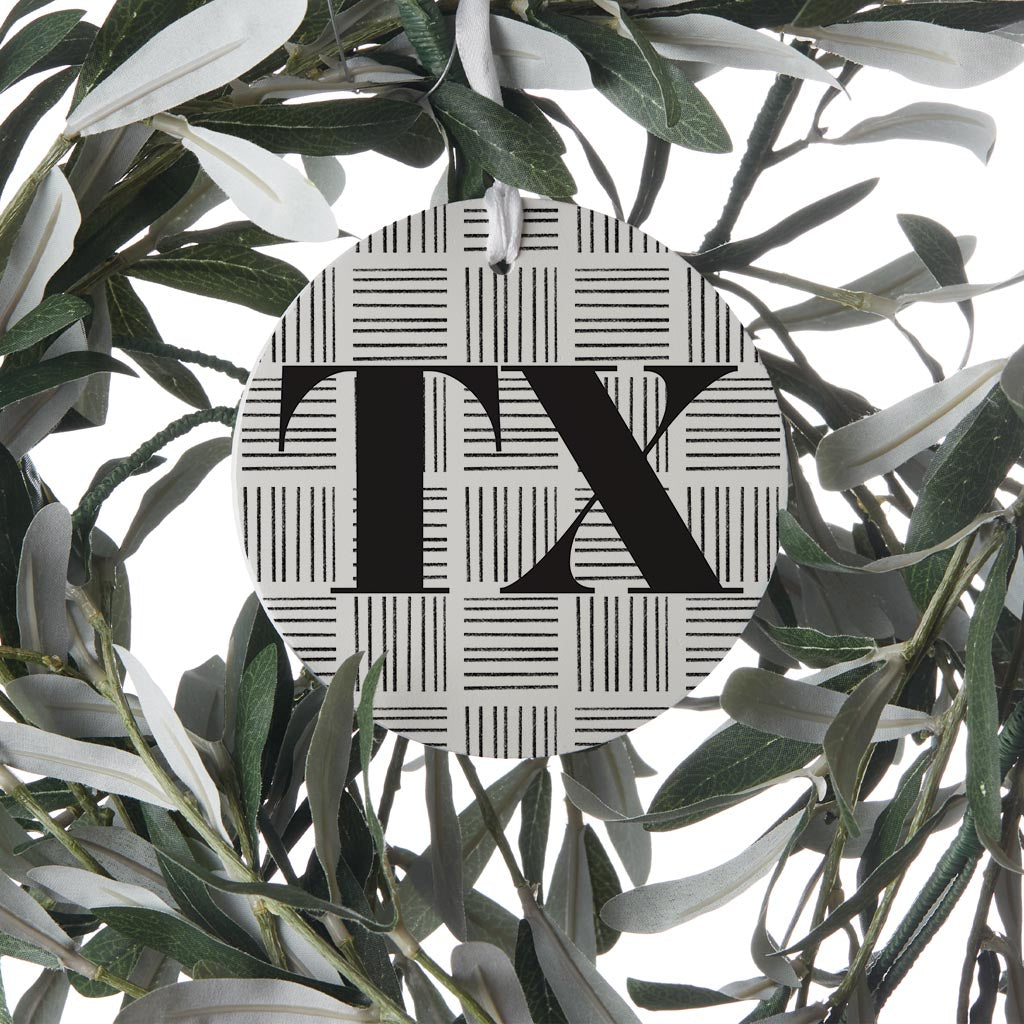 Black And White Abbreviated On White Texas | Wood Ornament | Eaches | Min 6