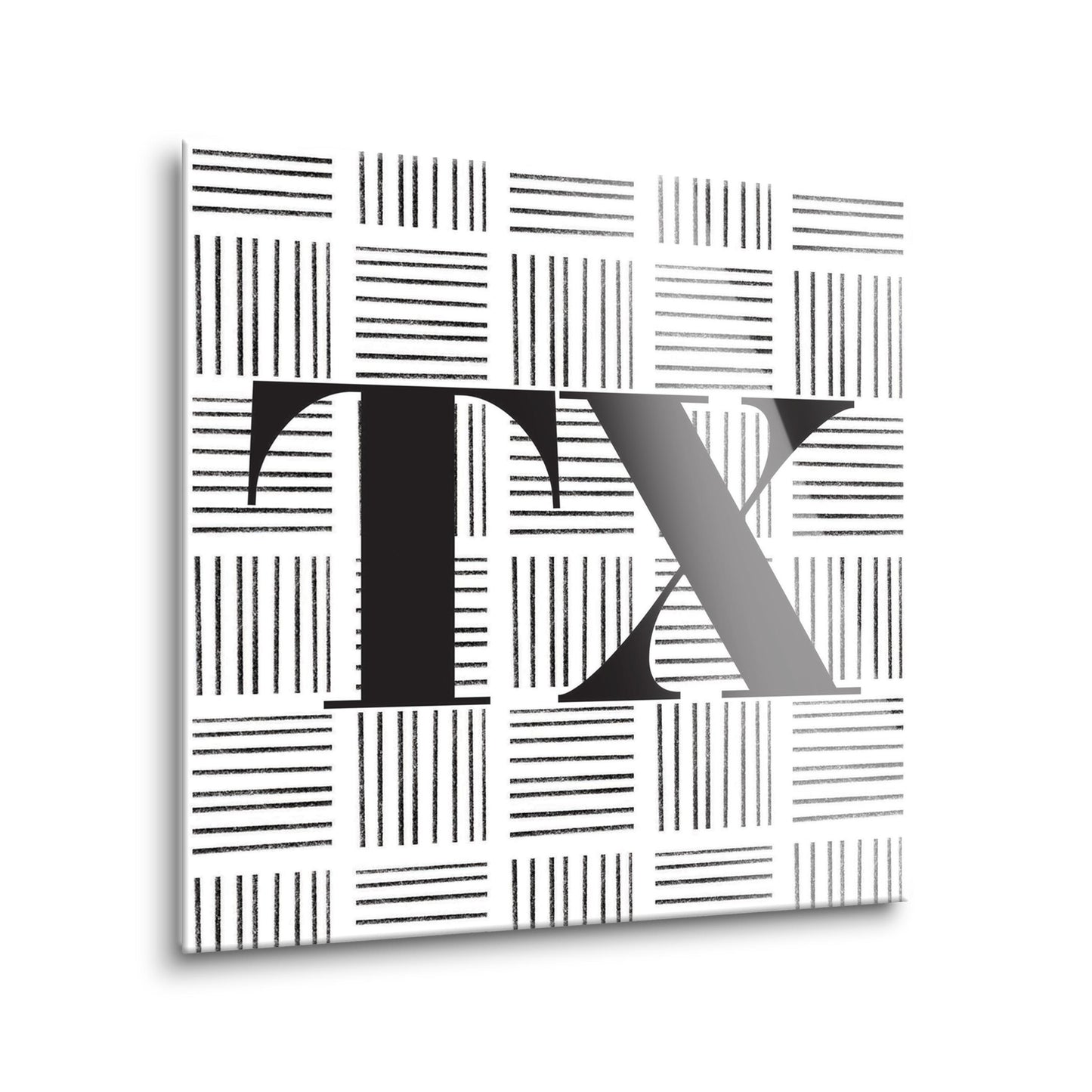 Black And White Abbreviated On White Texas | Hi-Def Glass Art | Eaches | Min 2