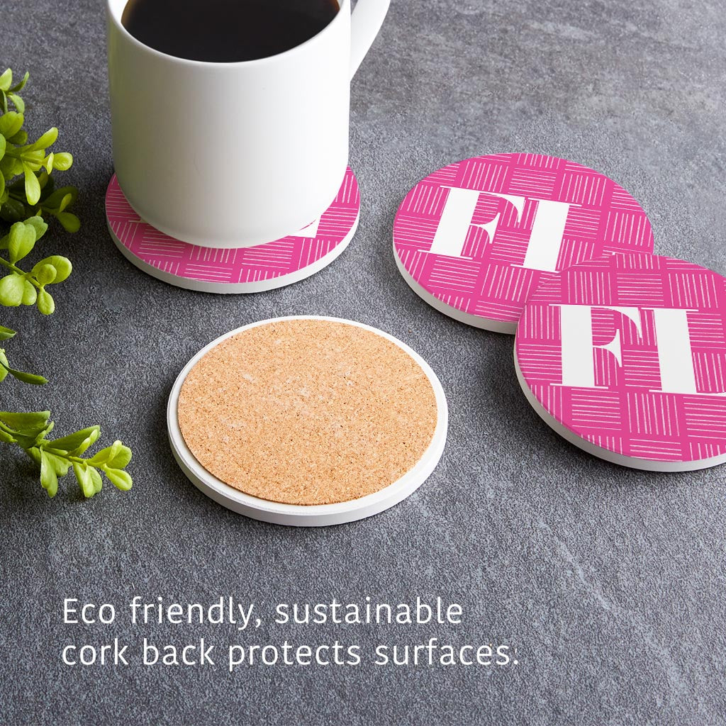 Bright Modern Abbreviated On Pink Florida | Absorbent Coasters | Set of 4 | Min 2