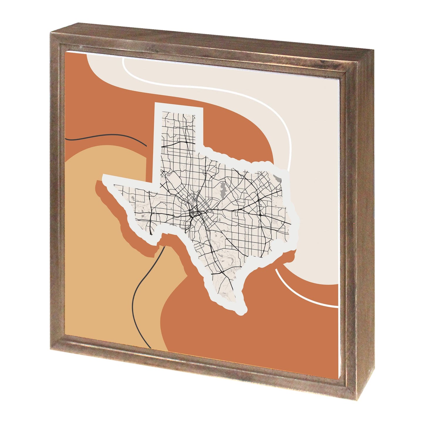 Vintage Groove Fluid Orange Map Texas Dallas | Wood Sign | Eaches | Min 1
