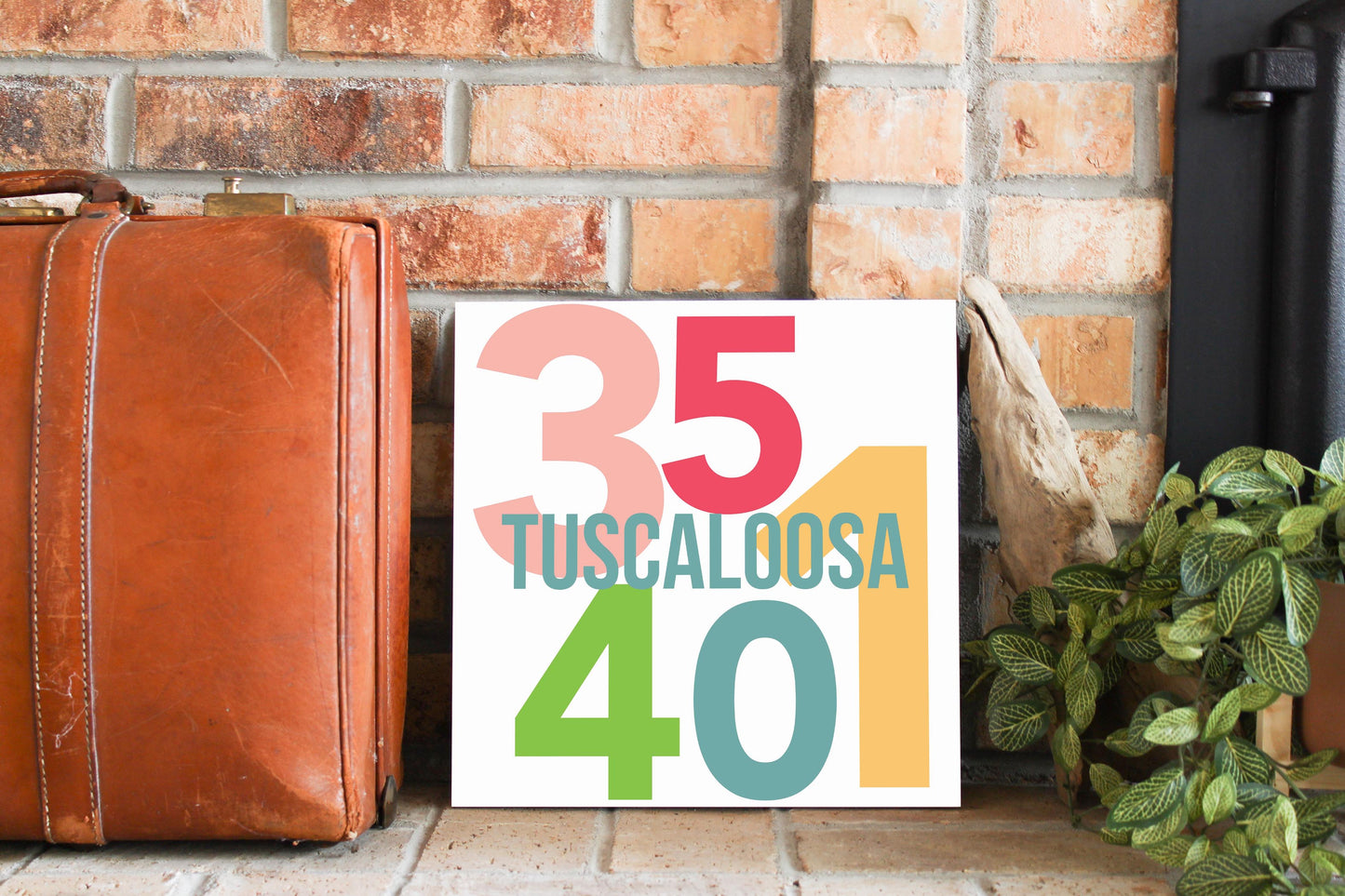 Boho Color Color Block City Zip Alabama Tuscaloosa | Wood Sign | Eaches | Min 2