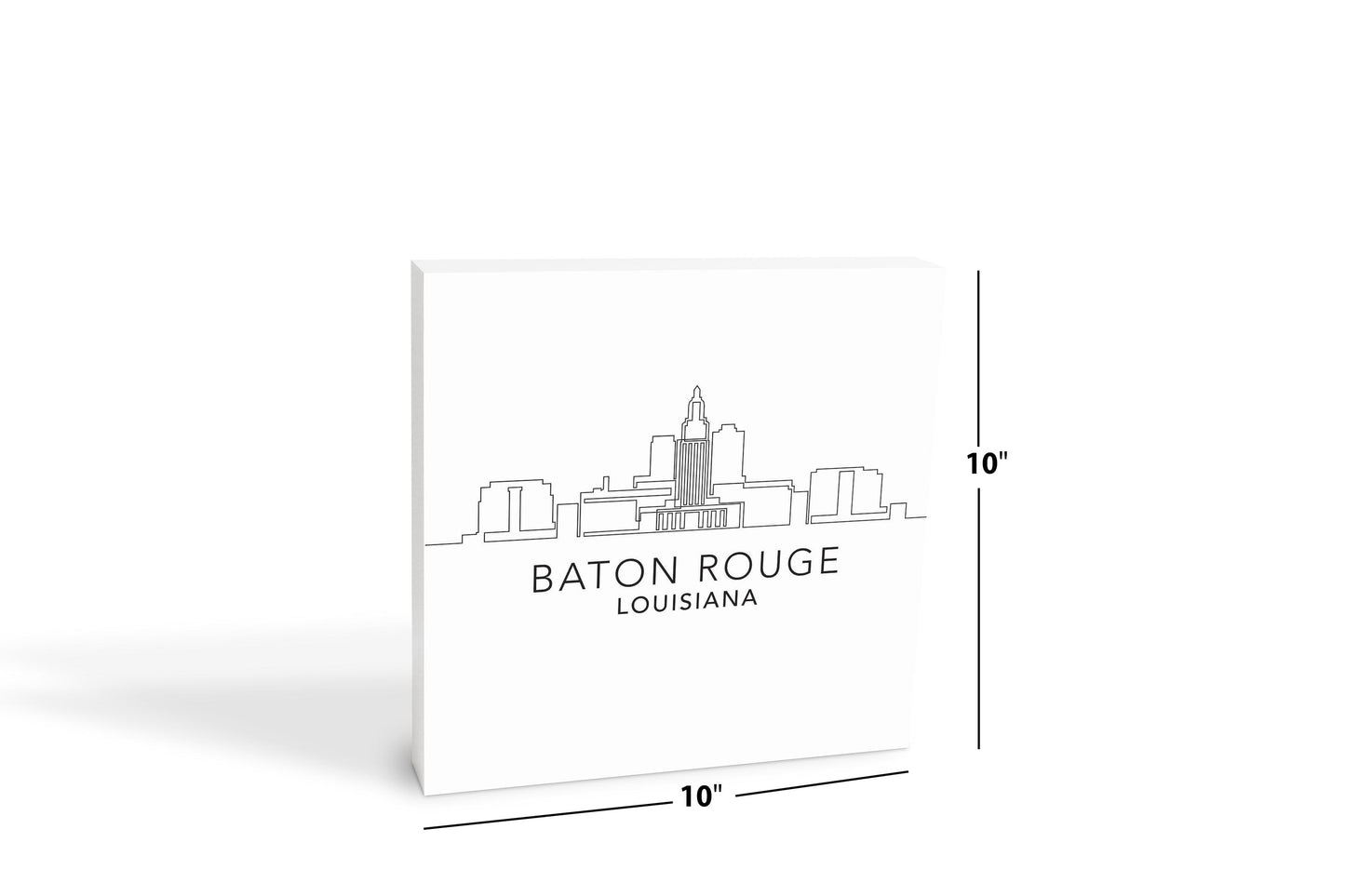 Minimalistic Baton Rouge Skyline | Wood Block | Eaches | Min 2
