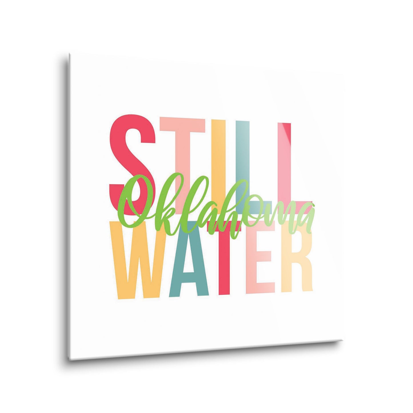 Boho Color City And State Oklahoma Stillwater | Hi-Def Glass Art | Eaches | Min 2