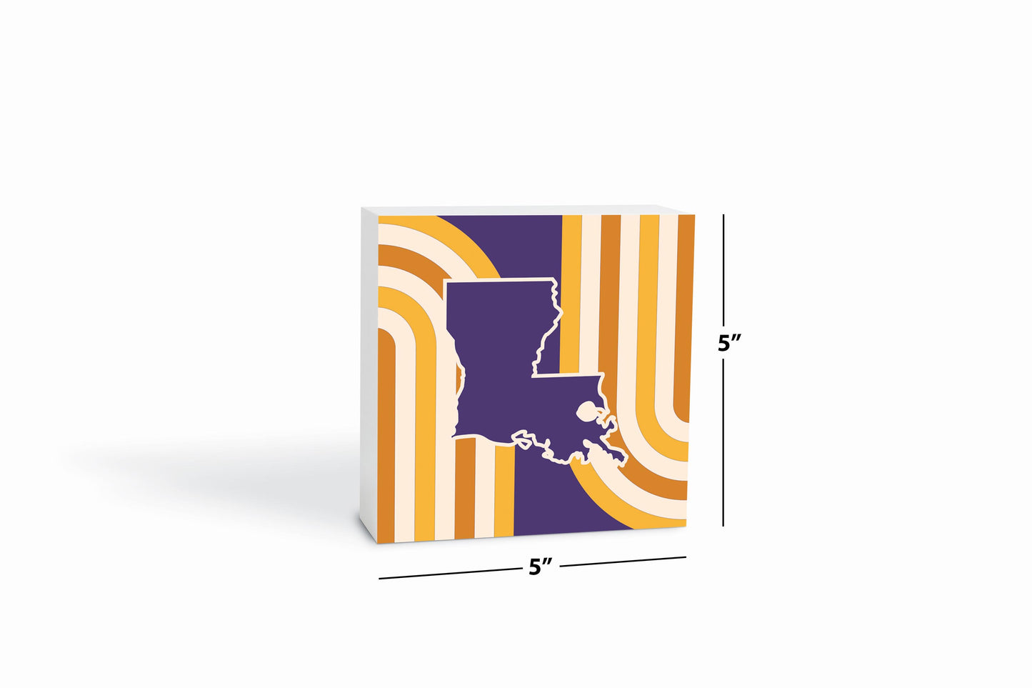Purple Gold Louisiana Retro State Shape | Wood Block | Eaches | Min 4