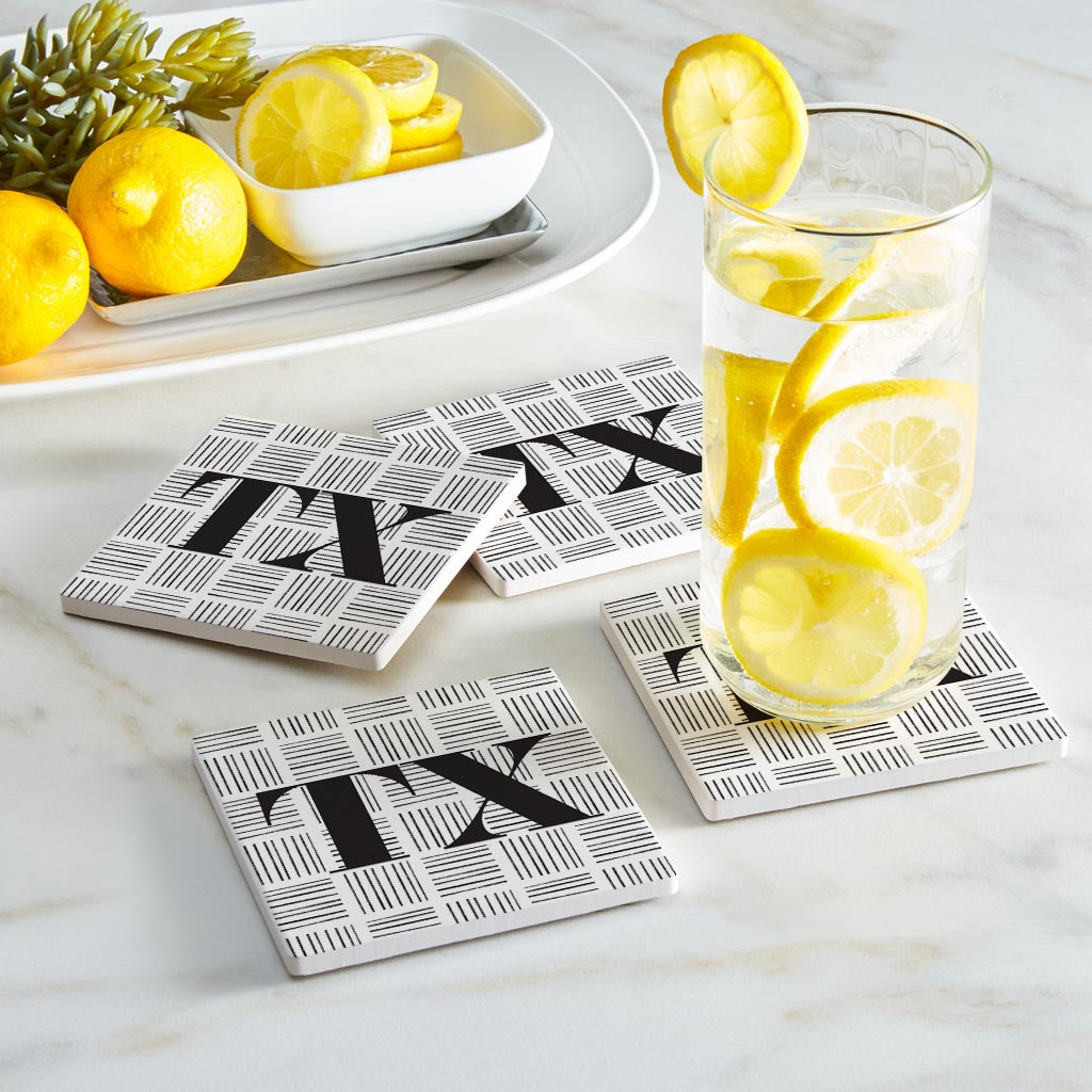 Black and White Abbreviated on White Texas