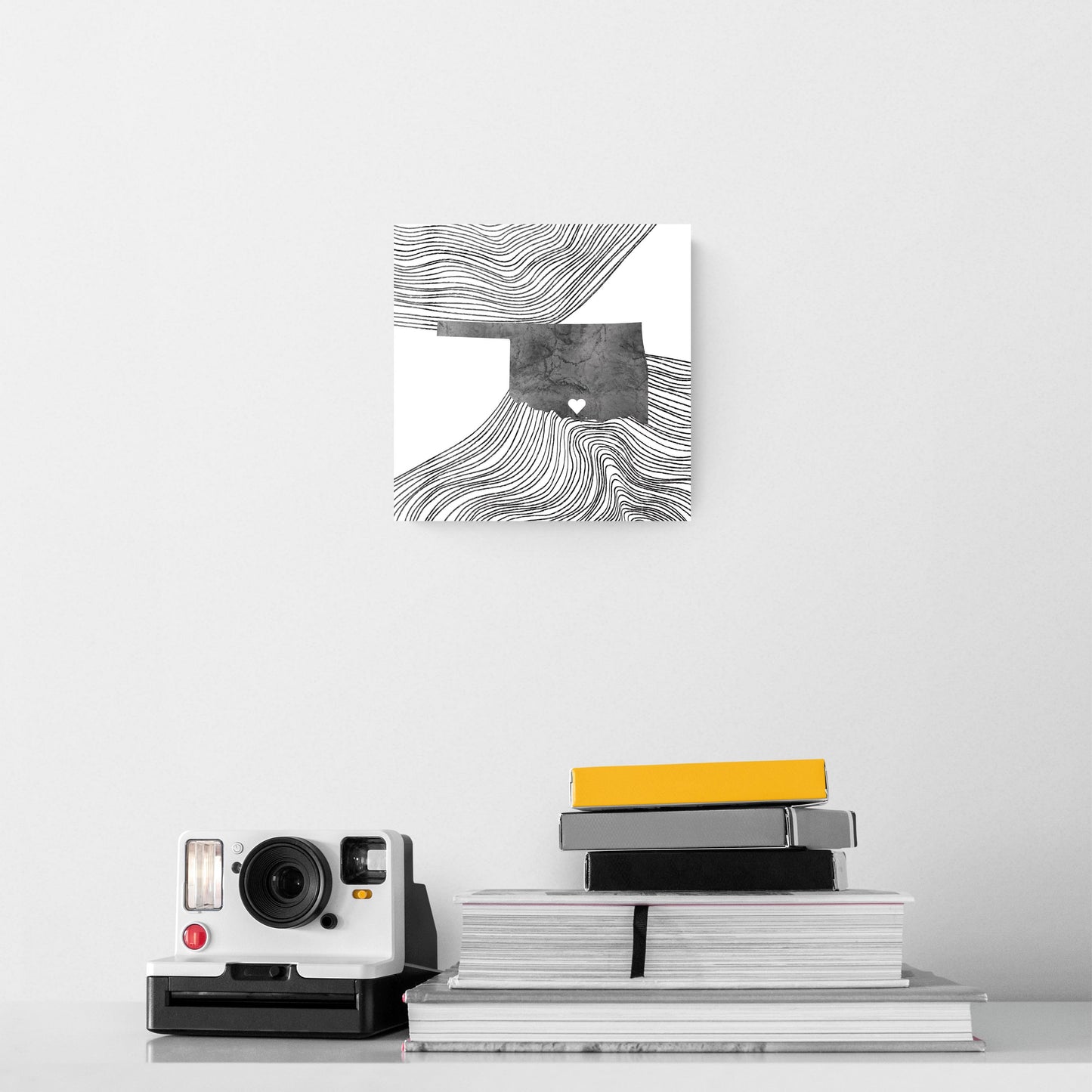 Minimalistic B&W Ardmore Ok Heart Fluid State | Hi-Def Glass Art | Eaches | Min 2