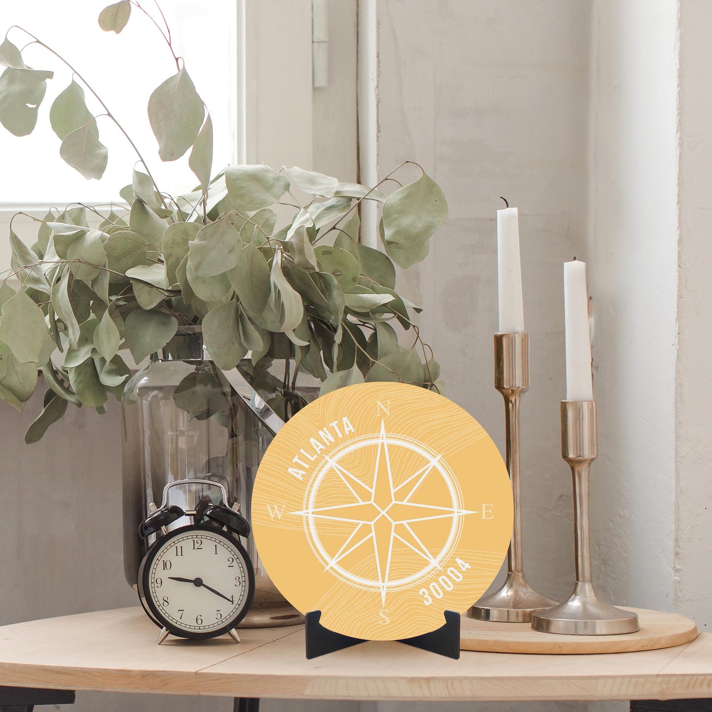 Boho Color Compass Zip On Yellow Georgia Atlanta | Wood Sign | Eaches | Min 1