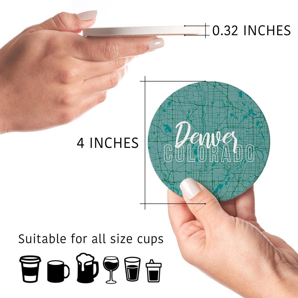 Custom City and State Set of 4 Coasters Boho Color S9U5MY