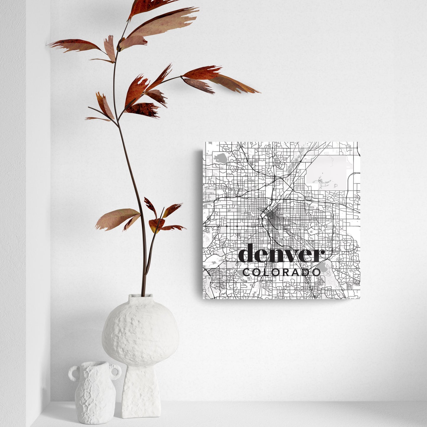 Black And White White Map Colorado Denver | Hi-Def Glass Art | Eaches | Min 2