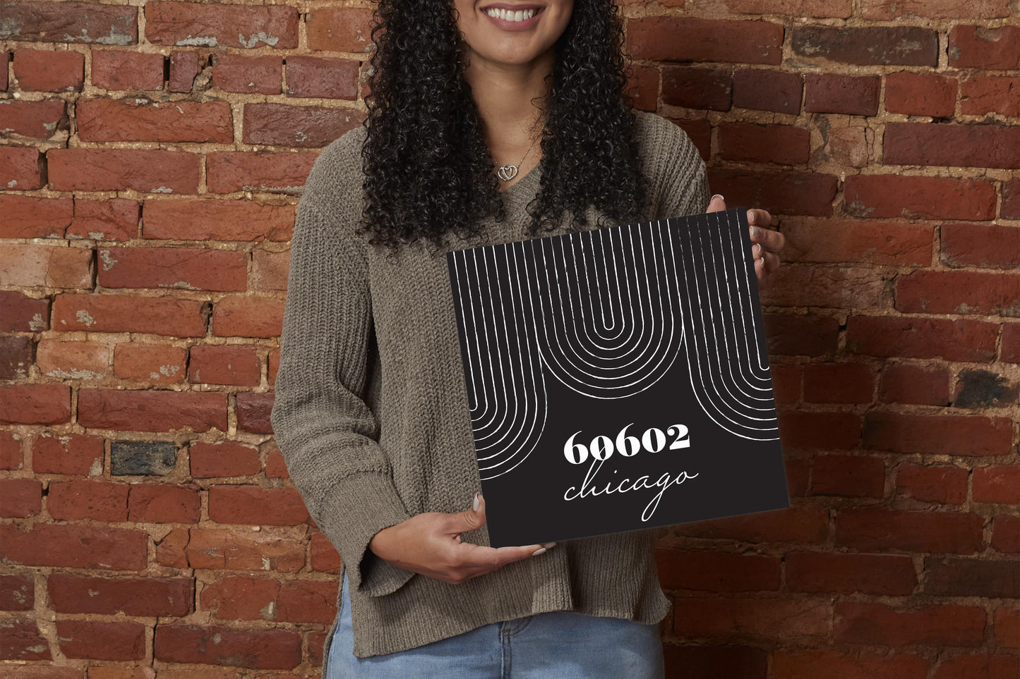 Black And White City Zip On Black Illinois Chicago | Wood Sign | Eaches | Min 2