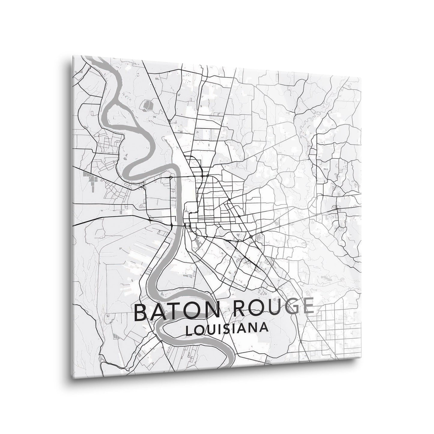 Minimalistic Baton Rouge White Map | Hi-Def Glass Art | Eaches | Min 2