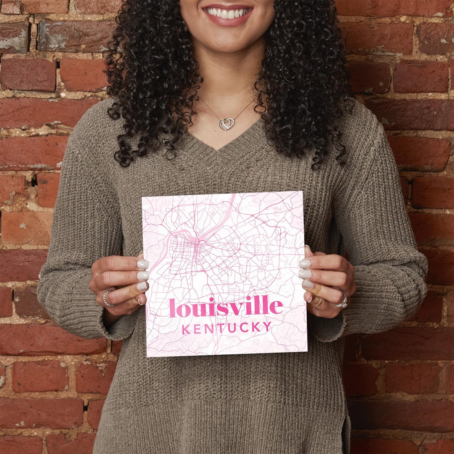 Bright Modern Pink Map Kentucky Louisville | Hi-Def Glass Art | Eaches | Min 2