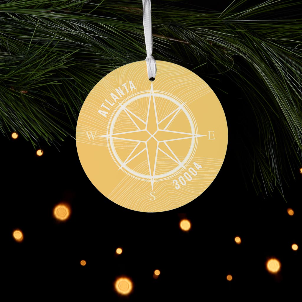 Boho Color Compass Zip On Yellow Georgia Atlanta | Wood Ornament | Eaches | Min 6