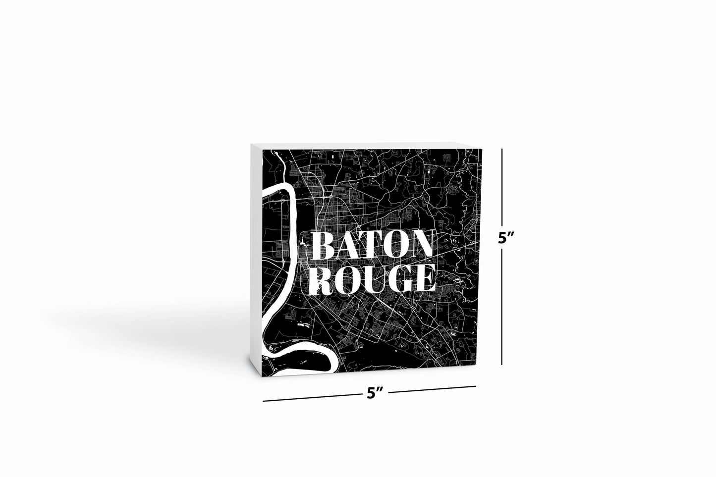 Minimalistic Baton Rouge Black Map | Wood Block | Eaches | Min 4