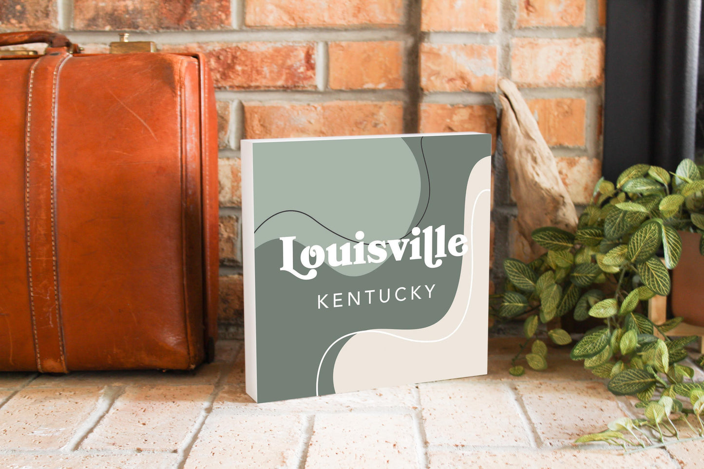 Vintage Groove Fluid Green Kentucky Louisville | Wood Block | Eaches | Min 2