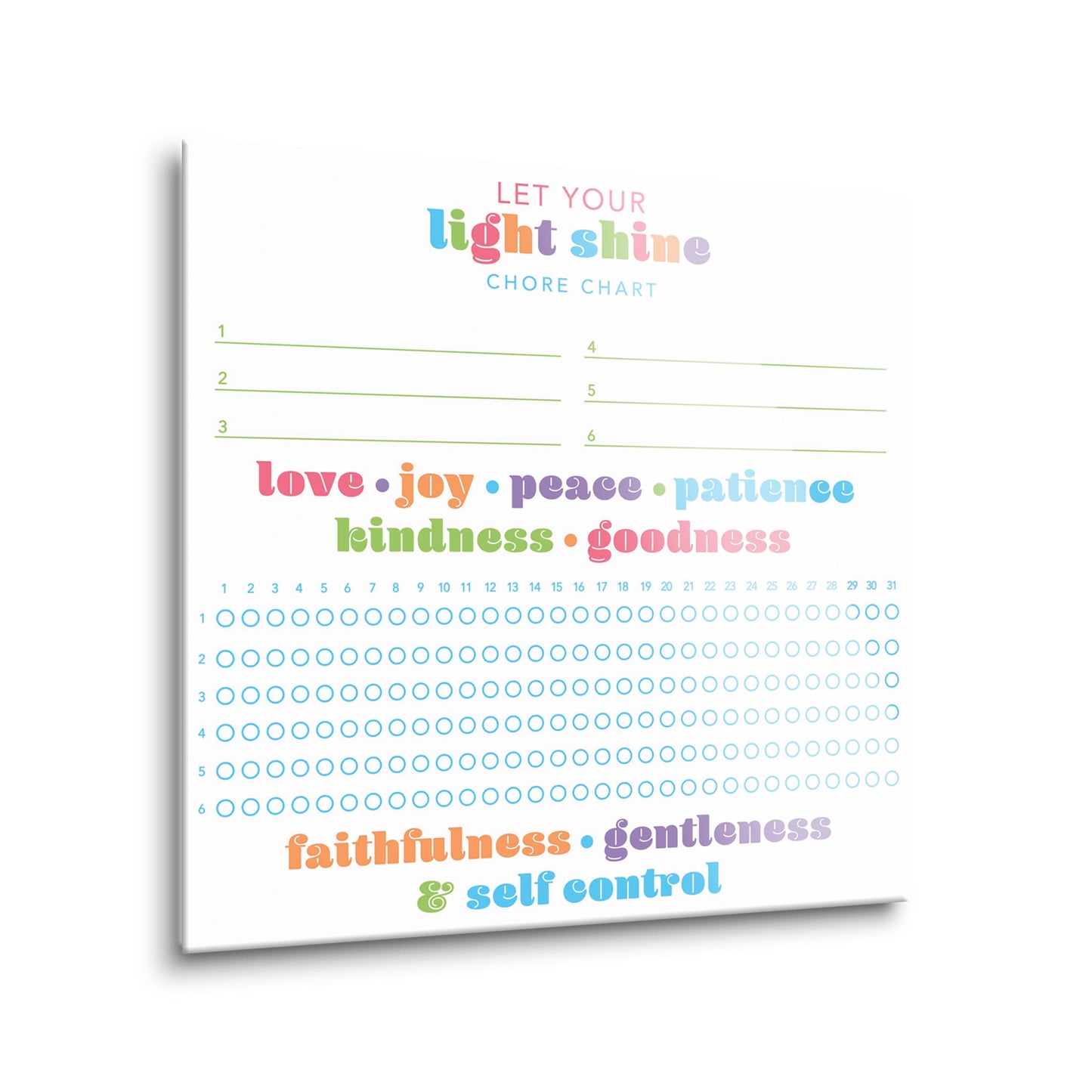 Childrens Fruits Of The Spirit Habit Tracker | Hi-Def Glass Art | Eaches | Min 2