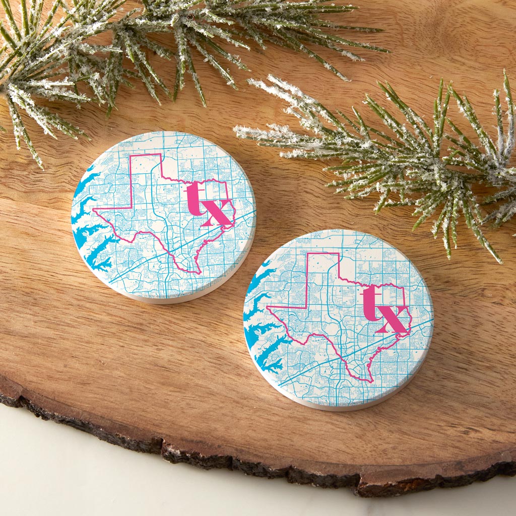 Bright Modern Abbreviated State Map Blue Texas Frisco