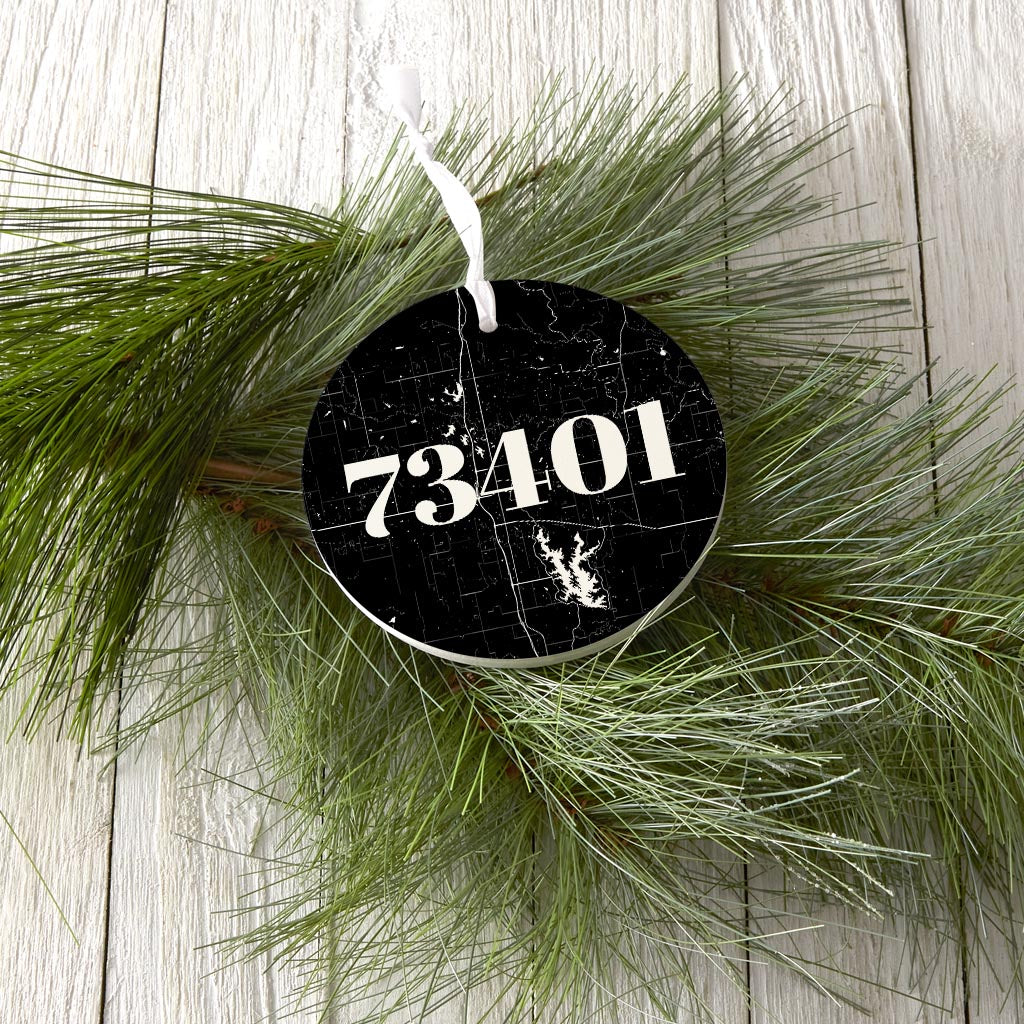 Minimalistic B&W Ardmore Ok 73401 Map| Wood Ornament | Eaches | Min 6