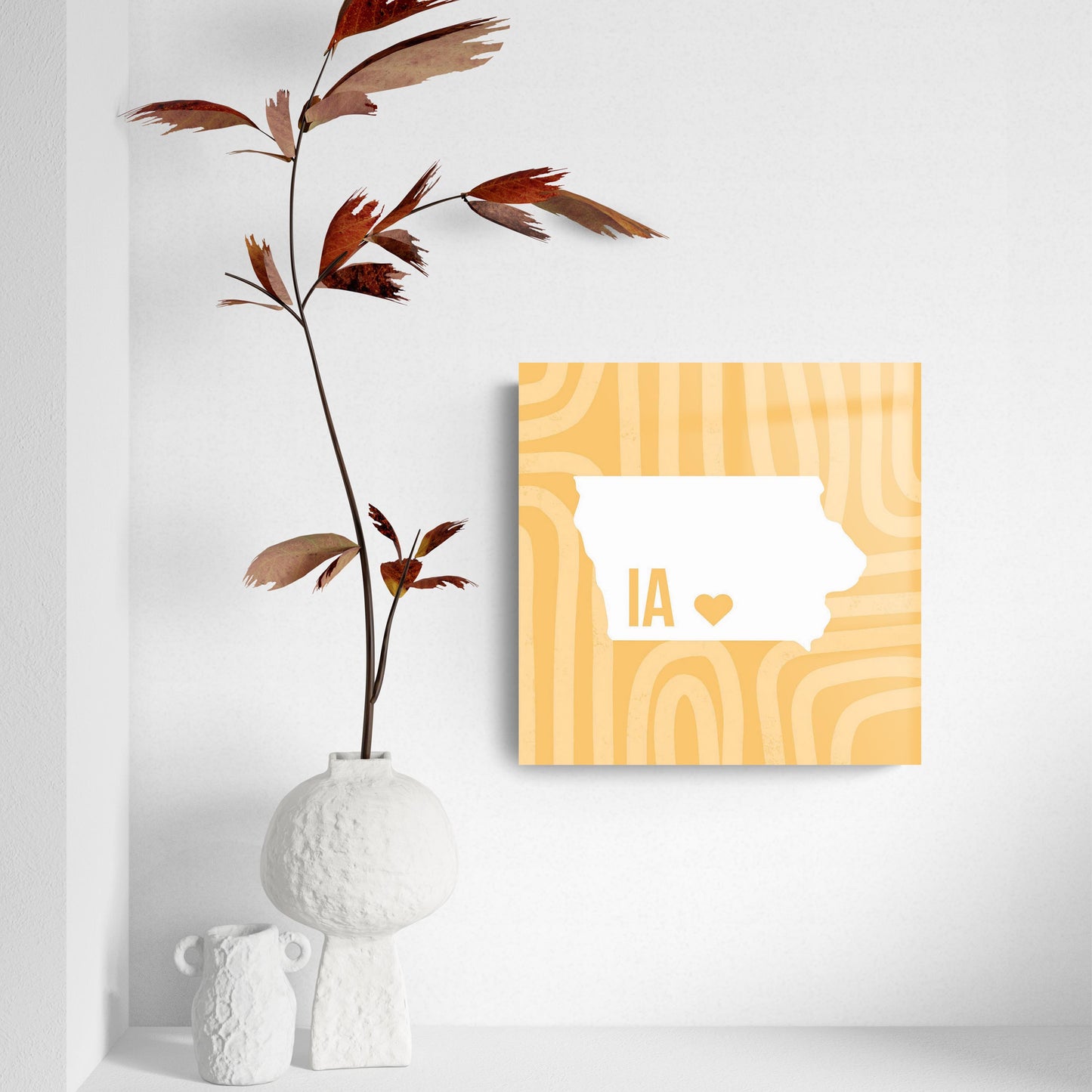 Boho Color Heart State On Yellow Iowa | Hi-Def Glass Art | Eaches | Min 2